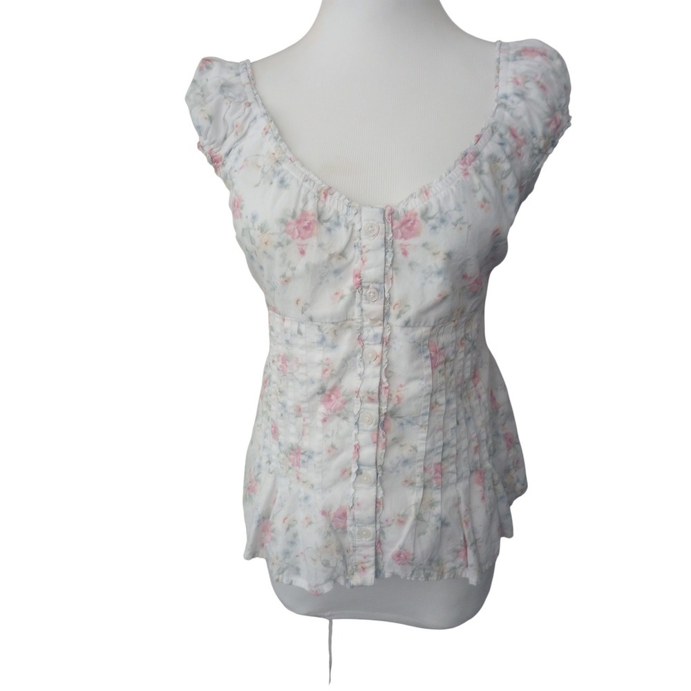 Hollister M Babydoll Y2K Coquette Floral Dainty Cottage core Woman's Milk Maid